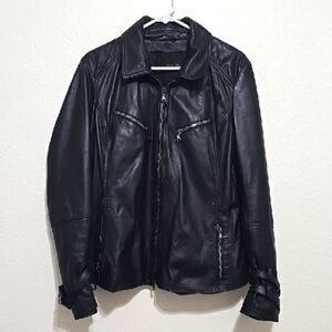 Forziere Vintage, Men's Black Leather Jacket Size 50